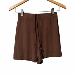 Skims Ribbed Pajama Shorts In Brown Size XS